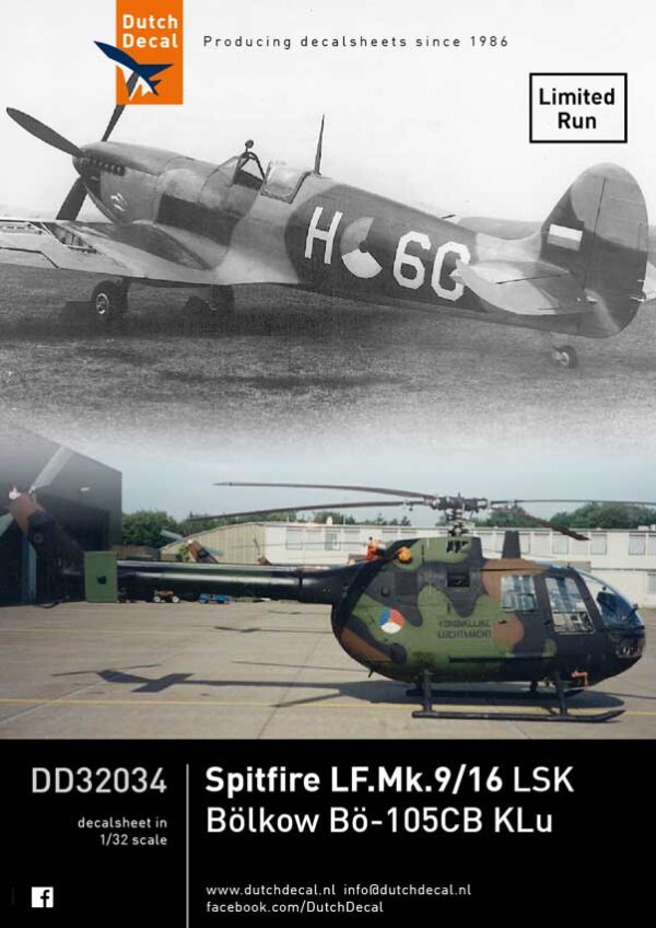 Naval Models - Dutch Decal DD32034 Spitfire LF Mk 9-16 LSK Bolkow Bo 105CB Klu