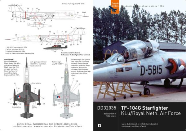 Naval Models - Dutch Decal DD32035 TF-104G Starfighter Klu-Royal Neth. Air Force