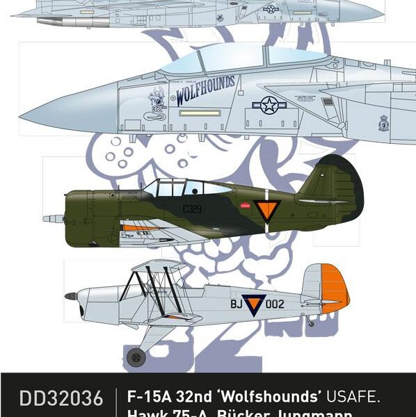 Naval Models - Dutch Decal DD32036 F-15A 32nd Wolfhounds Usafe Hawk 75-A Bucker Jungman