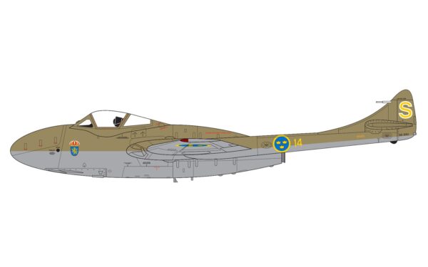 Naval Models - plastic modelbouw vliegtuigen - Airfix - A02058a De Havilland Vampire T.11 J-28C